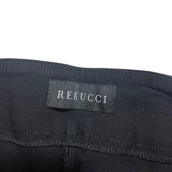 Rekucci women's pants 8 tall black stretchy pull on work wear sleek straight - Picture 2 of 8